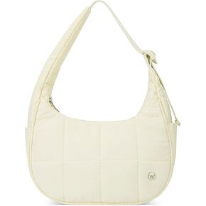 WESTBRONCO Small Puffer Crescent Shoulder Bag for Women, Nylon Quilted Shoulder Purses, Puffy Handbags with Adjustable Strap