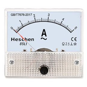 85L1-5A Rectangle Panel Mounted Current Meter Ammeter Tester, AC 0-5A, Class 2.5, White