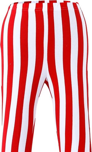 Girls' Cotton Striped Bell Bottom Leggings, Green and White in Kuwait