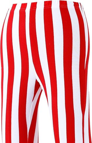 Girls' Cotton Striped Bell Bottom Leggings, Green and White in Kuwait