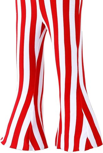 Girls' Cotton Striped Bell Bottom Leggings, Green and White in Kuwait