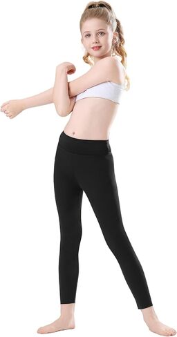 Girls Athletic Leggings High Waist Yoga Pants Dance Running Sports Tights in Kuwait