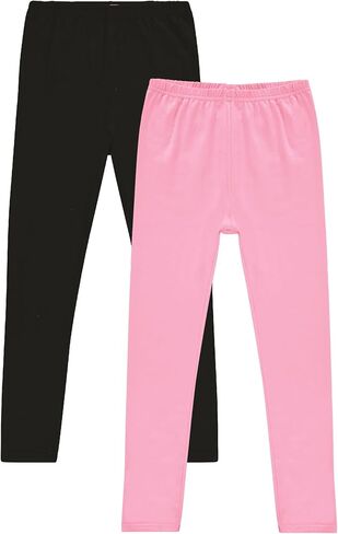 Pink Angel 2-Pack Toddler and Big Girls Leggings: Cotton Spandex Stretch Pants for Kids – School, Dance, Yoga, and Ballet in Saudi Arabia