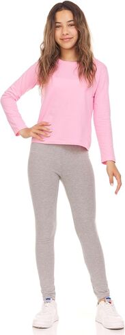 Pink Angel 2-Pack Toddler and Big Girls Leggings: Cotton Spandex Stretch Pants for Kids – School, Dance, Yoga, and Ballet in Saudi Arabia