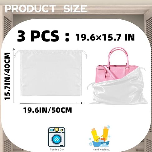 3 Pack Purse Dust Bags for Storage, Silk Dust Bags for Handbags, Dust Covers With Drawstring for Purse Shoes Boots in Kuwait