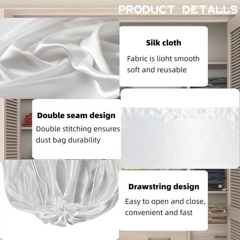 3 Pack Purse Dust Bags for Storage, Silk Dust Bags for Handbags, Dust Covers With Drawstring for Purse Shoes Boots in Kuwait