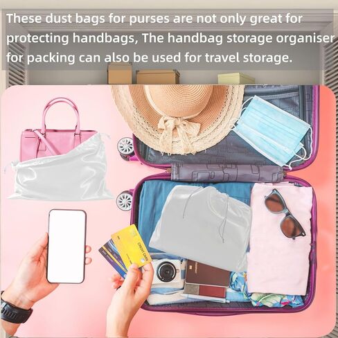 3 Pack Purse Dust Bags for Storage, Silk Dust Bags for Handbags, Dust Covers With Drawstring for Purse Shoes Boots in Kuwait
