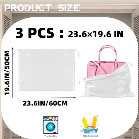 3 Pack Purse Dust Bags for Storage, Silk Dust Bags for Handbags, Dust Covers With Drawstring for Purse Shoes Boots in Kuwait