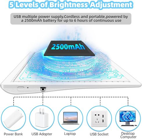 Mlife Rechargeable A4 Light Box for tracing- LED Light Pad for Weeding Vinyl,Perfect tracing Light Box for Diamond Art,Art Supplies(White) in Kuwait
