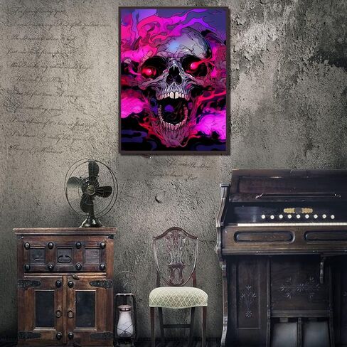 YarnMate Skull Diamond Painting Kits for Adults,Diamond Art Kits for Adult Beginners,DIY Full Drill Round Rhinestone Skull Gem Art Kits Home Wall Decor 12 x 16 inch in Saudi Arabia
