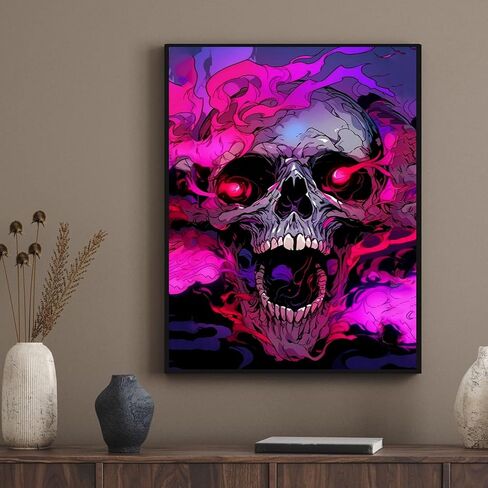 YarnMate Skull Diamond Painting Kits for Adults,Diamond Art Kits for Adult Beginners,DIY Full Drill Round Rhinestone Skull Gem Art Kits Home Wall Decor 12 x 16 inch in Saudi Arabia