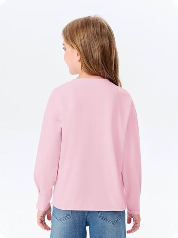 Haloumoning Girls Shirts Long Sleeve Crewneck Tops Casual Cute Basic Tees 5-14 Years in Saudi Arabia