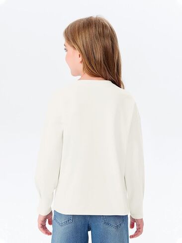 Haloumoning Girls Shirts Long Sleeve Crewneck Tops Casual Cute Basic Tees 5-14 Years in Saudi Arabia