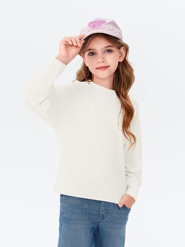 Haloumoning Girls Shirts Long Sleeve Crewneck Tops Casual Cute Basic Tees 5-14 Years in Saudi Arabia