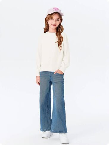 Haloumoning Girls Shirts Long Sleeve Crewneck Tops Casual Cute Basic Tees 5-14 Years in Saudi Arabia