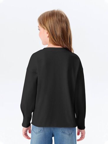 Haloumoning Girls Shirts Long Sleeve Crewneck Tops Casual Cute Basic Tees 5-14 Years in Saudi Arabia