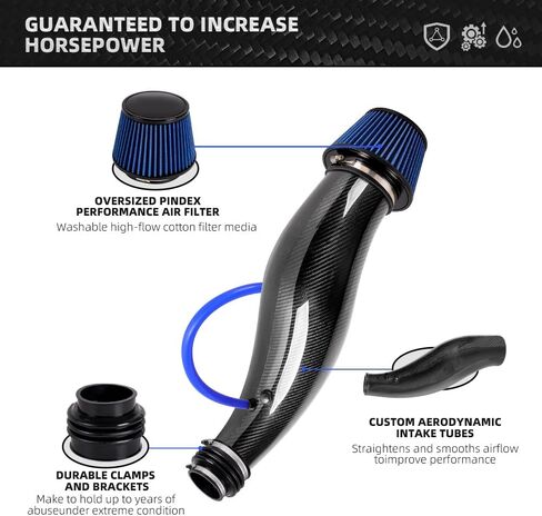 For 92-00 Honda Civic 94-01 Acura Integra Cold Air Intake Pipe Kit Power High Flow with Air Filter Compatible with 1992-2000 Honda Civic EK EG & 1994-2001 Acura Integra DC EG EK DC (Carbon Fibre+ABS) in Kuwait