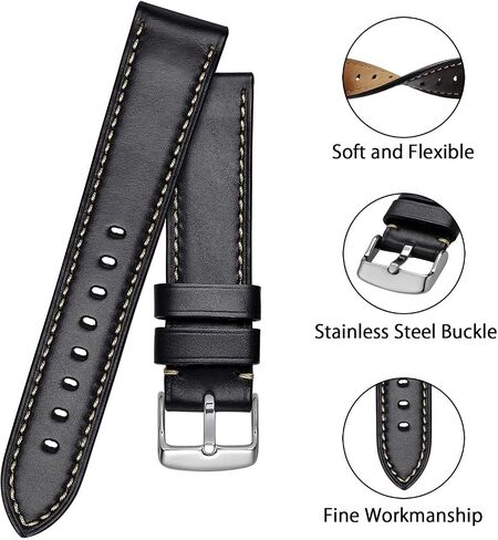 BISONSTRAP Leather Watch Band 18mm 19mm 20mm 21mm 22mm 23mm 24mm, Horween Chromexcel Leather Watch Strap in Saudi Arabia