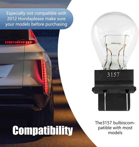 10 PCS 3157 Auto Halogen Brake Light Bulb, 0.64" x 1.62" 12V 21/5W Dual Contact Compact Stable Filament Stable Shock Resistant Mini Quartz Glass Bulb, High Brightness Lighting Bulb (White) in Saudi Arabia