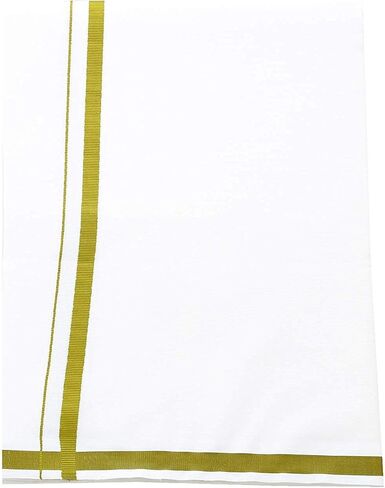 Cotton Double Layer White Dhoti 3.6 Meters Length Lungi Sarong With Colored Border Dhoties in Saudi Arabia