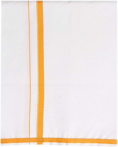 Cotton Double Layer White Dhoti 3.6 Meters Length Lungi Sarong With Colored Border Dhoties in Saudi Arabia