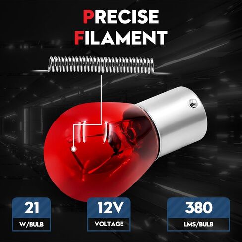 VEHICODE 7506 P21W لمبة حمراء بدوره إشارة ضوء الفرامل 12V 1156 1156R 1156A 1156NA 1141 الهالوجين المتوهج BA15S قاعدة السيارة دراجة نارية الذيل الخلفي استبدال مصباح الوامض (20 حزمة) in Kuwait