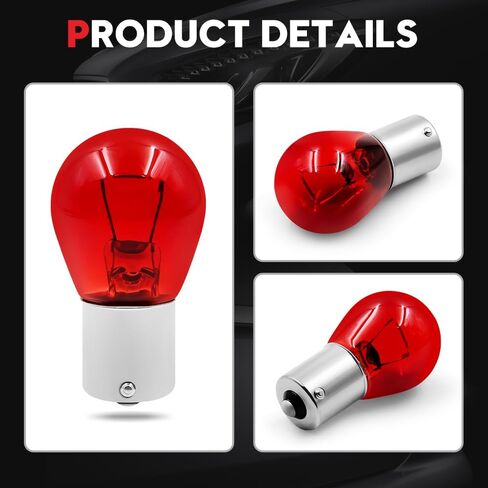 VEHICODE 7506 P21W لمبة حمراء بدوره إشارة ضوء الفرامل 12V 1156 1156R 1156A 1156NA 1141 الهالوجين المتوهج BA15S قاعدة السيارة دراجة نارية الذيل الخلفي استبدال مصباح الوامض (20 حزمة) in Kuwait