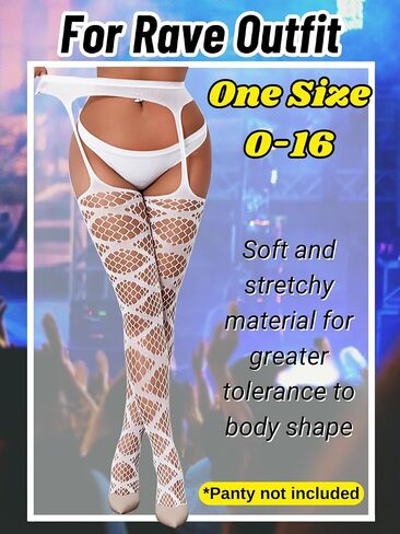 Kaei&Shi Garter Belt and Thigh Highs,Sexy Fishnet Stockings for Women Lingerie,Suspender Pantyhose Rave Party Club Night in Kuwait