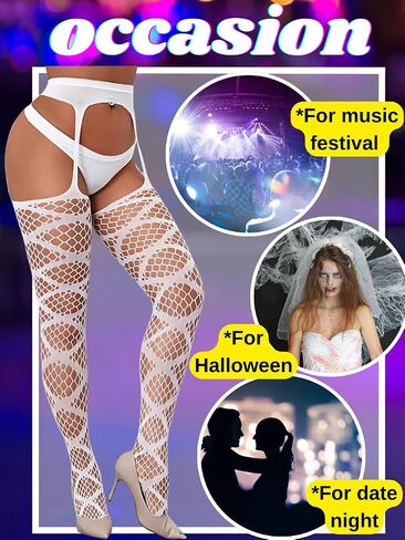Kaei&Shi Garter Belt and Thigh Highs,Sexy Fishnet Stockings for Women Lingerie,Suspender Pantyhose Rave Party Club Night in Kuwait