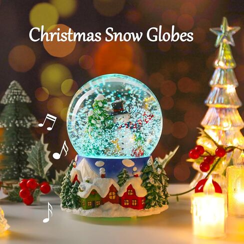 VCUTEKA Christmas Snow Globe, Musical Snow Globes Color Changing Swirling Glitter Battery Operated Lighted Snow Globes for Kids Gift and Home Décor in Saudi Arabia