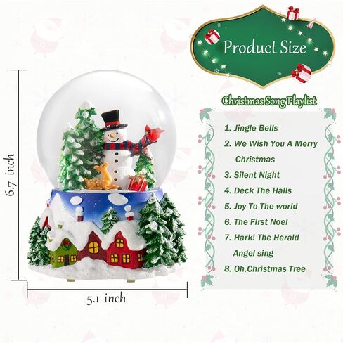 VCUTEKA Christmas Snow Globe, Musical Snow Globes Color Changing Swirling Glitter Battery Operated Lighted Snow Globes for Kids Gift and Home Décor in Saudi Arabia