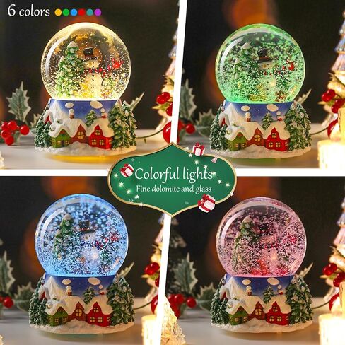 VCUTEKA Christmas Snow Globe, Musical Snow Globes Color Changing Swirling Glitter Battery Operated Lighted Snow Globes for Kids Gift and Home Décor in Saudi Arabia