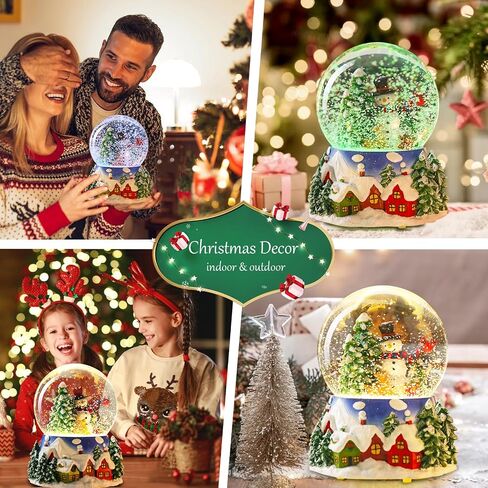 VCUTEKA Christmas Snow Globe, Musical Snow Globes Color Changing Swirling Glitter Battery Operated Lighted Snow Globes for Kids Gift and Home Décor in Saudi Arabia