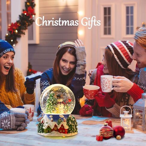 VCUTEKA Christmas Snow Globe, Musical Snow Globes Color Changing Swirling Glitter Battery Operated Lighted Snow Globes for Kids Gift and Home Décor in Saudi Arabia