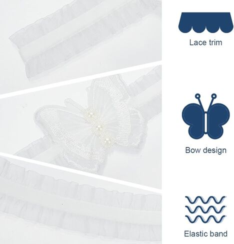 WEBEEDY 2 Pairs Wedding Garters for Bride White Lace Wedding Bridal Garter with Bow Party Prom Leg Garter Belt Tossing Thigh Garters Pearl Elastic Leg Ring for Party Prom Birthday in Saudi Arabia