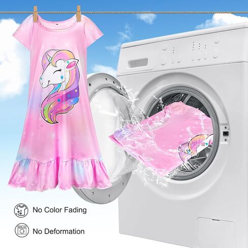 MHJY Girls Nightgowns Pajamas Unicorn Dress Rainbow Princess Girls' Nightgowns Sleep Shirts for Kids in Saudi Arabia
