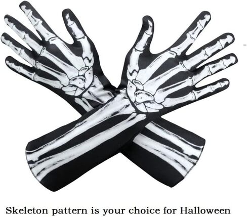 SzBlaZe Halloween Masquerade Skeleton Gloves Full Finger Gloves for Cosplay Skull Opera Costumes in Kuwait
