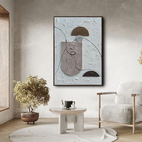 Midcentury Modern Relief Painting, Framed Artwork, Plaster Wall Art, 3D Canvas Wall Art, Relief Wall Hanging, Sculptural Wall Art, Boho Wall Hanging, Textured Art in Saudi Arabia