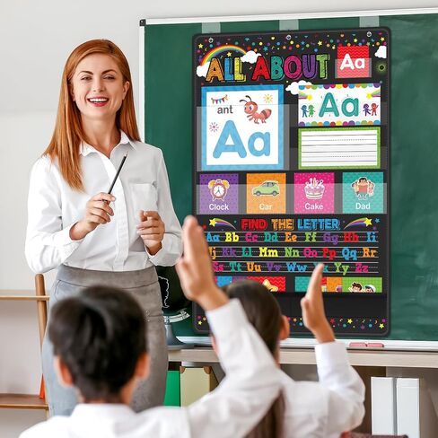 189 قطعة من مخطط جيب الحروف مع بطاقات فلاش ABC، مخطط تعلم الحروف الأبجدية من بوهو قوس قزح، حرف اليوم/الأسبوع، نشاط الفصل الدراسي، ديكور المنزل، المدرسة، رياض الأطفال، يجب اقتناؤه in Saudi Arabia