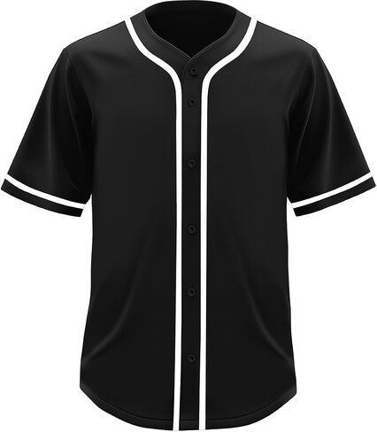 ilz Black Blank Baseball Jersey for Men Casual Button-Down Short Sleeve Athletic Team Uniform(Extra Large) in Saudi Arabia
