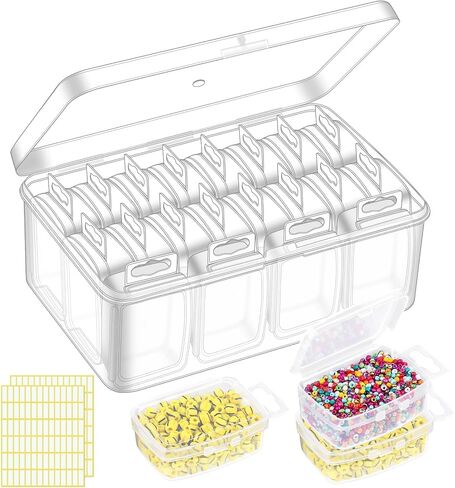 FOUSNOW 21 Pcs Small Bead Organizers with Lids, Mini Clear Plastic Containers and Storage Box for Collecting Jewelry, Bead, Sticker, with Hinged Lid Transparent Craft Supply Case in Saudi Arabia