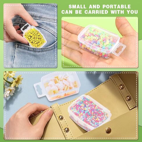 FOUSNOW 21 Pcs Small Bead Organizers with Lids, Mini Clear Plastic Containers and Storage Box for Collecting Jewelry, Bead, Sticker, with Hinged Lid Transparent Craft Supply Case in Saudi Arabia