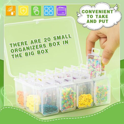 FOUSNOW 21 Pcs Small Bead Organizers with Lids, Mini Clear Plastic Containers and Storage Box for Collecting Jewelry, Bead, Sticker, with Hinged Lid Transparent Craft Supply Case in Saudi Arabia
