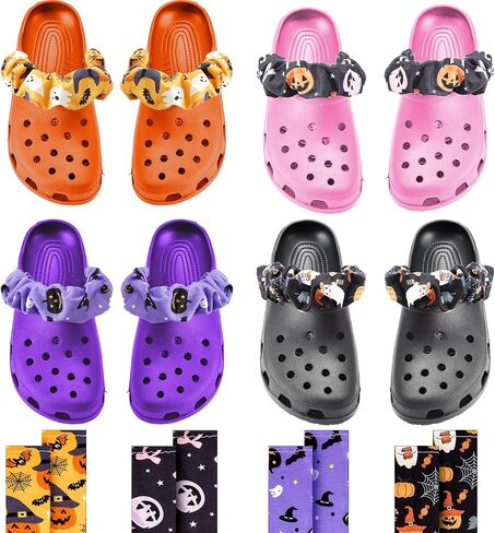 8 Pcs Halloween Shoe Chains Pumpkin Bat Shoe Charms Ghost Shoe Decoration Charms Halloween Scrunchies Shoe Charms Horror Shoe Accessories for Halloween Decoration Party Gifts in Saudi Arabia