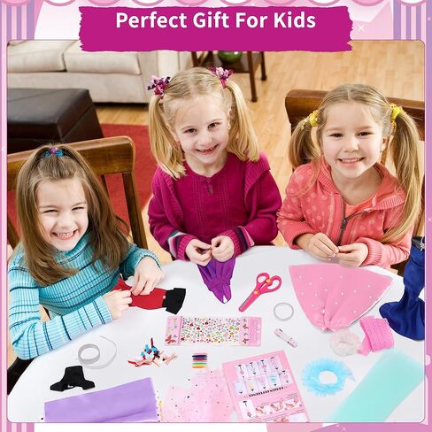 مجموعة مصمم الأزياء من Pllieay للفتيات مجموعة الخياطة مجموعة الفنون والحرف اليدوية الإبداعية مع مجموعة ملابس DIY مع عارضة أزياء، 6 فساتين مقطوعة مسبقًا، 11 إكسسوارات من القماش والدمى للفتيات والأطفال هدية عيد ميلاد in Kuwait