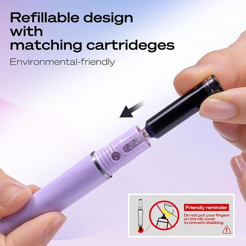WRITECH Retractable Fountain Pen Set: Fine Nib Black Ink Pen Includes 5 Ink Cartridges No Leaking for Smooth Writing (Orange) in Kuwait