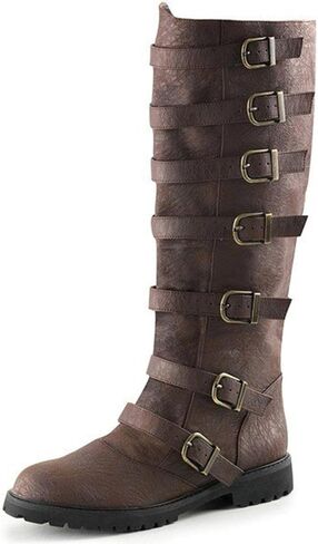 Medieval Pirate Boots Men's Renaissance Boots Halloween PU Leather Costume Boots Gothic Cosplay Boots in Saudi Arabia
