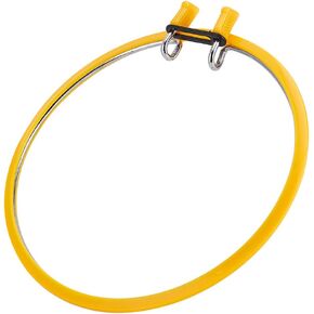OLYCRAFT Yellow Metal Embroidery Hoop with Plastic Hoop Ring Large Metal Spring Tension Embroidery Hoop Cross Stitch Hoop Metal Embroidery Frame for Embroidery and Cross Stitch - 8.7x8.7x0.9 Inch