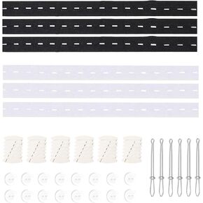 24 pcs Sewing Elastic Bands with Buttonhole Flat Sewing Band Spool with Buttonholes Elastic Button Holes for Sewing, Dresses Pants Waist Size Adjustment