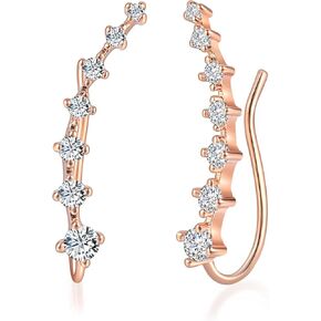 Ear Crawler Earrings for Women Rose Gold/White Gold/Yellow Gold Climber Earrings Cubic Zirconia